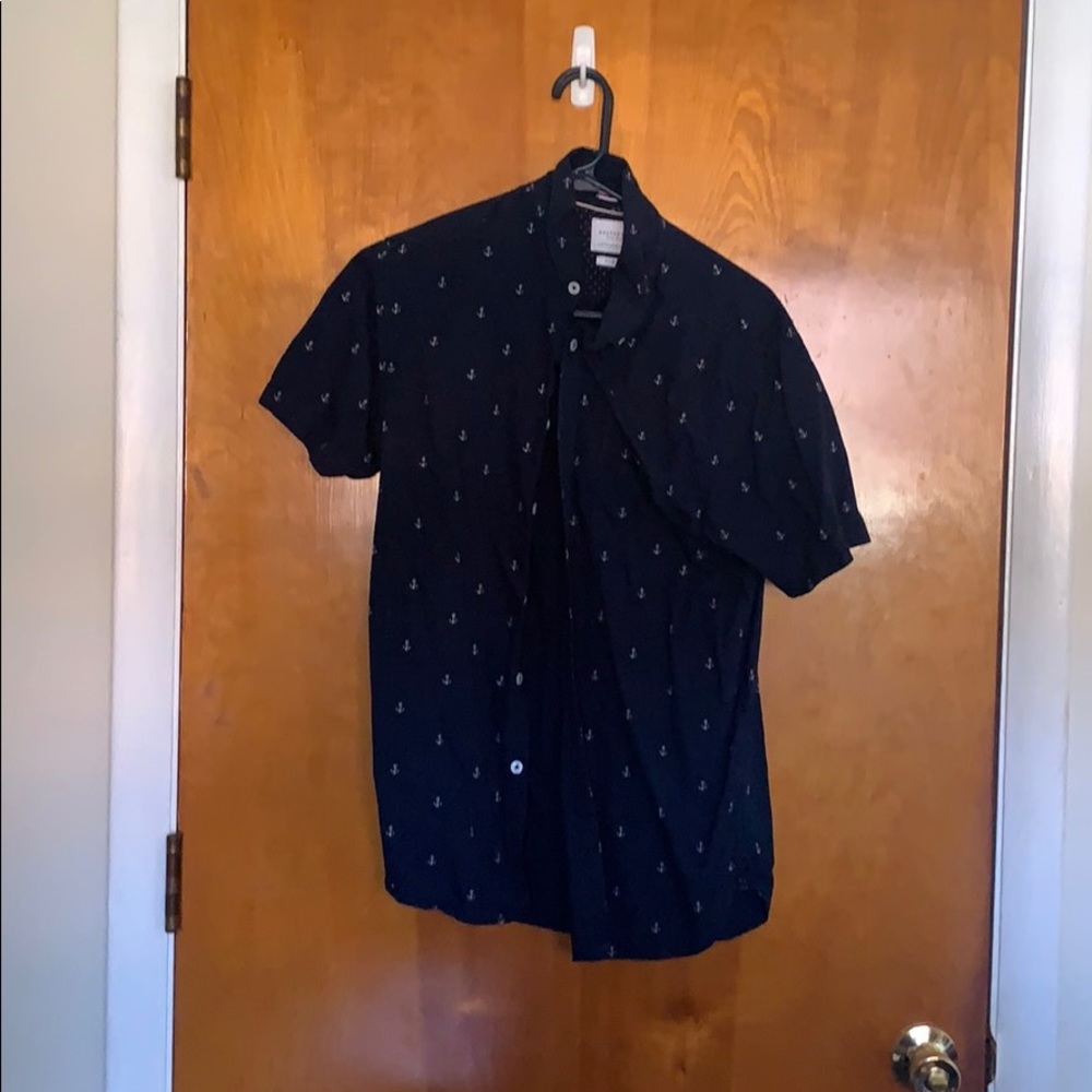 Cactus Man short sleeve anchor shirt in Navy